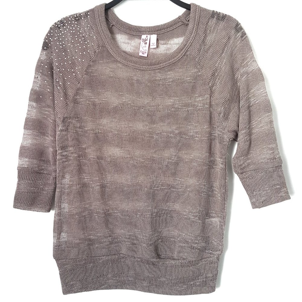 Dolled Up Tan 3/4 Sleeve Knit Top, Size XS